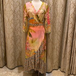 FARM RIO Maxi Tropical LEOPARD wrap dress EUC SZ Med $115
